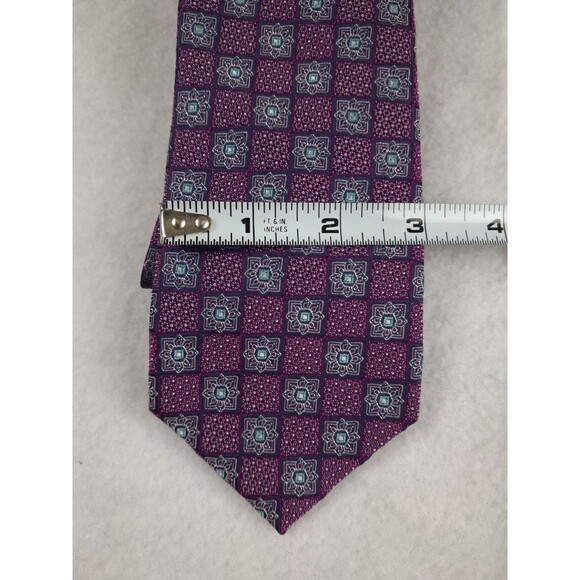 Handsome Nordstrom Mens Shop Silk Tie  Geometric Squares Textured Dark Red - Picture 11 of 11